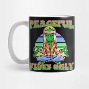 Peaceful Vibes Only Hippie Alien Vintage Ufos Mug